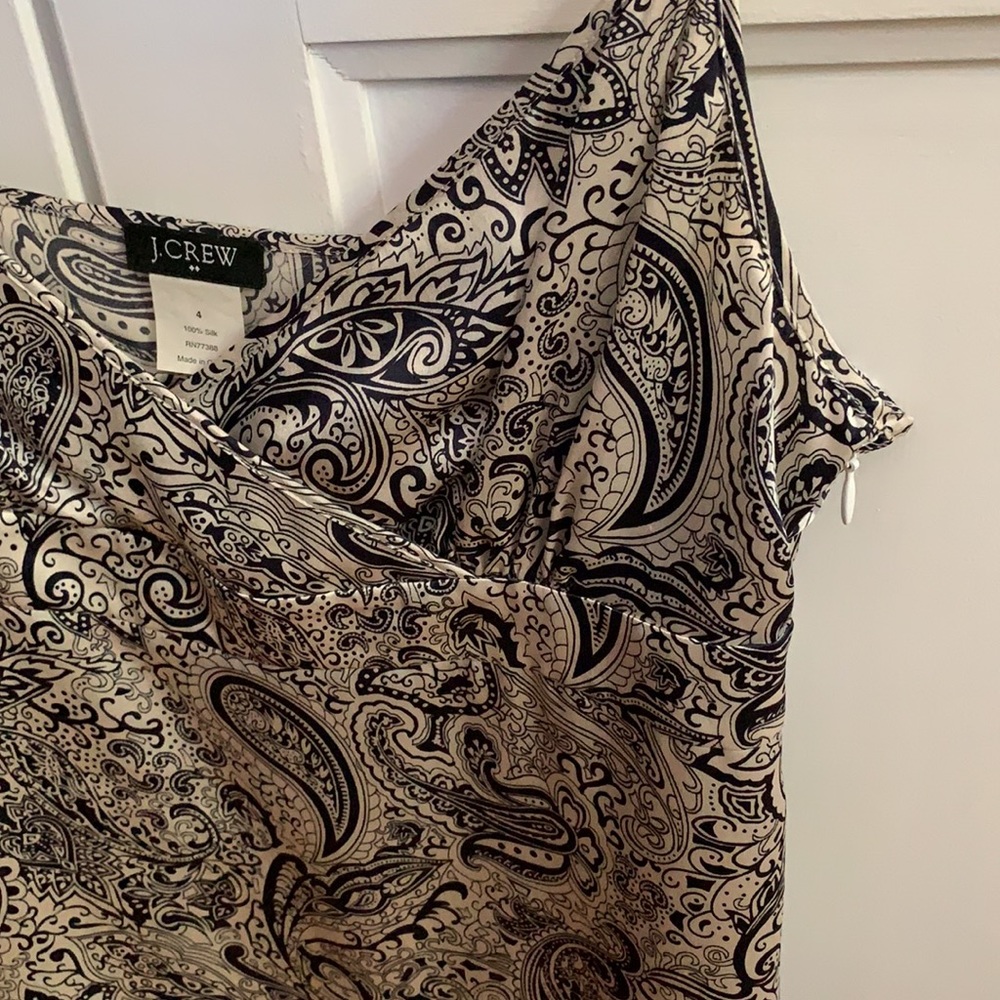 J Crew Blue & Cream Paisley Silk Tank